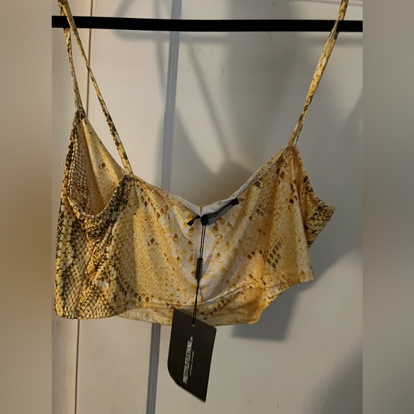 Yellow Snake Print Mini Skirt and Top Set - Picture 5 of 6